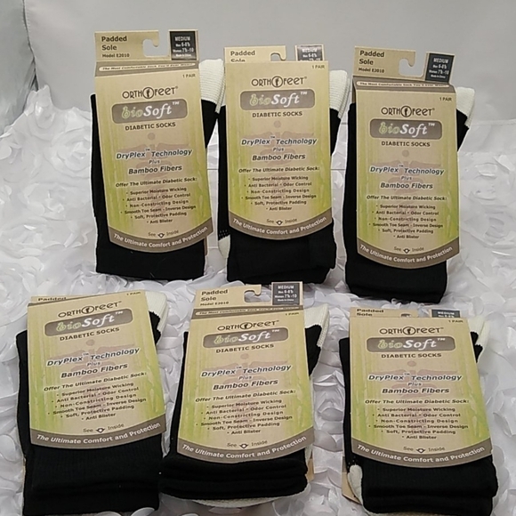 BLACK Padded Sole Diabetic Socks Sz.M - Ortho-feet Biosoft - Picture 1 of 6